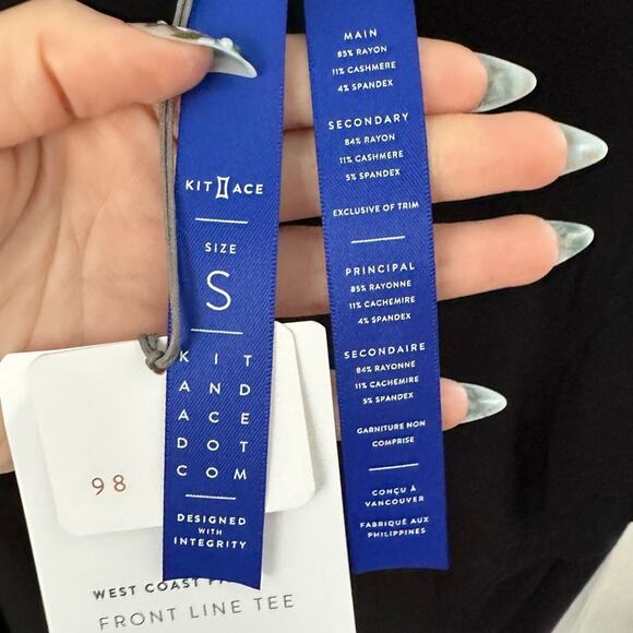 Kit and ace longline west coast black T-Shirt small - Picture 3 of 6